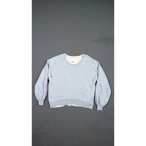 Aerie Womens XS Blue Raglan Exposed Seam Textured Lining Crewneck Sweatshirt